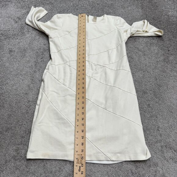 Chico's Midi Sheath Dress Womens 0 us 4 Cream Ivory 3/4 Sleeve Ponte Knit Work - Picture 14 of 16